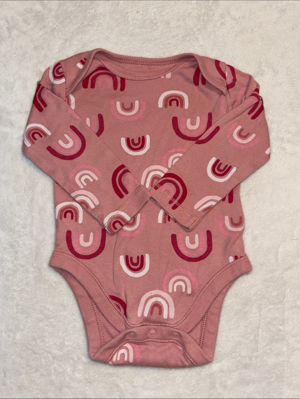 Old navy Dusty Pink Long Sleeve Bodysuit with Rainbow Print